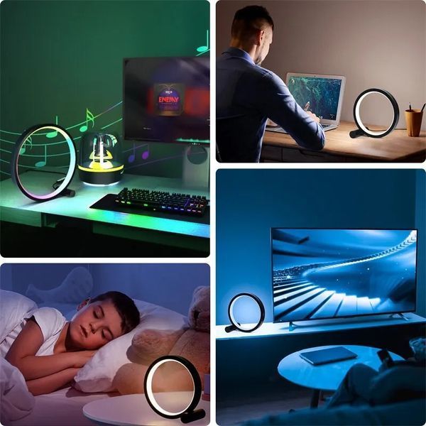 Розумний світлодіодний нічник RGB-O 15см настільна атмосферна лампа з пультом та bluetooth підключенням до смартфона (світіння в р 100228 фото