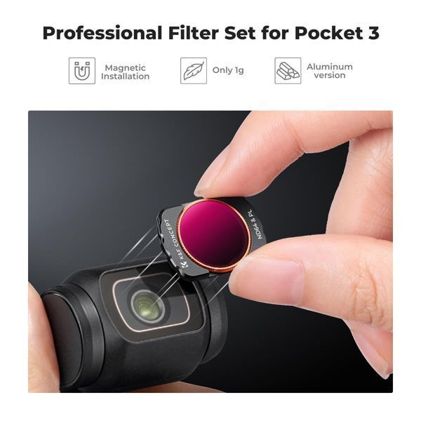 Набор магнитных фильтров K&F Concept UV+ CPL+ ND16&CPL+ ND32&CPL+ ND64&CPL+ ND256&CPL для DJI Osmo Pocket 3 SKU.2149 фото