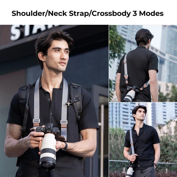 Регулируемый быстросъемный ремень для фотокамеры K&F Concept URBAN WANDER 01 Grey на шею, плечо, 32*1600мм (KF13.115) KF13.115 фото