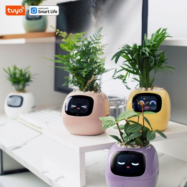 Интерактивный умный горшок для растений Ivy Smart Planter Tuya Pink AI домашний питомец 100311.4 фото