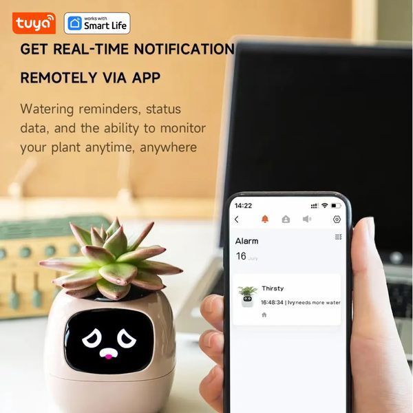 Интерактивный умный горшок для растений Ivy Smart Planter Tuya Pink AI домашний питомец 100311.4 фото