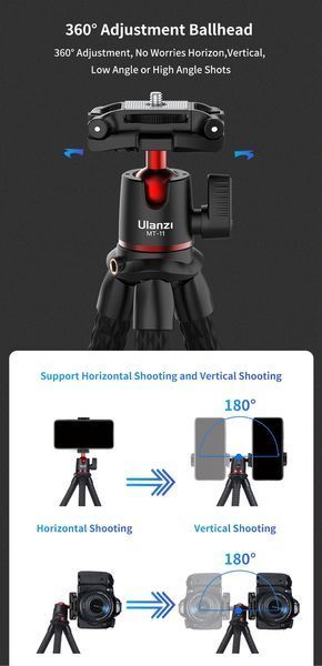Гибкий штатив трипод держатель для смартфона Ulanzi MT-11 с шаровой головой 050221 фото