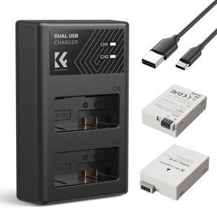 Комплект із двох акумуляторів та зарядного пристрою K&F Concept LP-E8 1200mAh для камер Canon (KF28.0027)