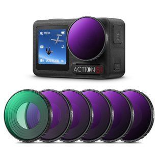 Набор светофильтров K&F Concept CPL+ND8+ND16+ND32+ND64+ND256 для DJI Osmo Action 4 та Osmo Action 5 Pro, 6 шт SKU.2338 фото