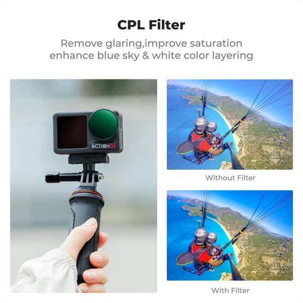 Набір світлофільтрів K&F Concept CPL+ND8+ND16+ND32+ND64+ND256 для DJI Osmo Action 4 та Osmo Action 5 Pro, 6шт. (SKU.2338)