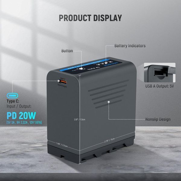 Акумулятор Neewer TP-F970 10500mAh для Sony NP-F970 Grey