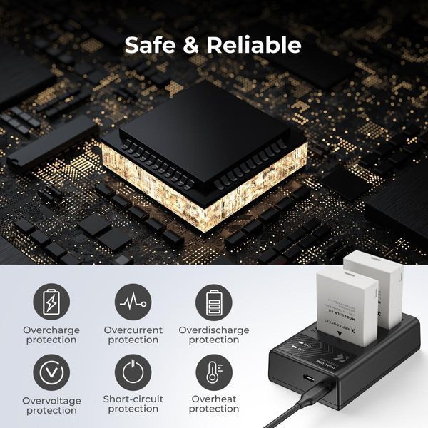 Комплект із двох акумуляторів та зарядного пристрою K&F Concept LP-E8 1200mAh для камер Canon (KF28.0027) KF28.0027 фото