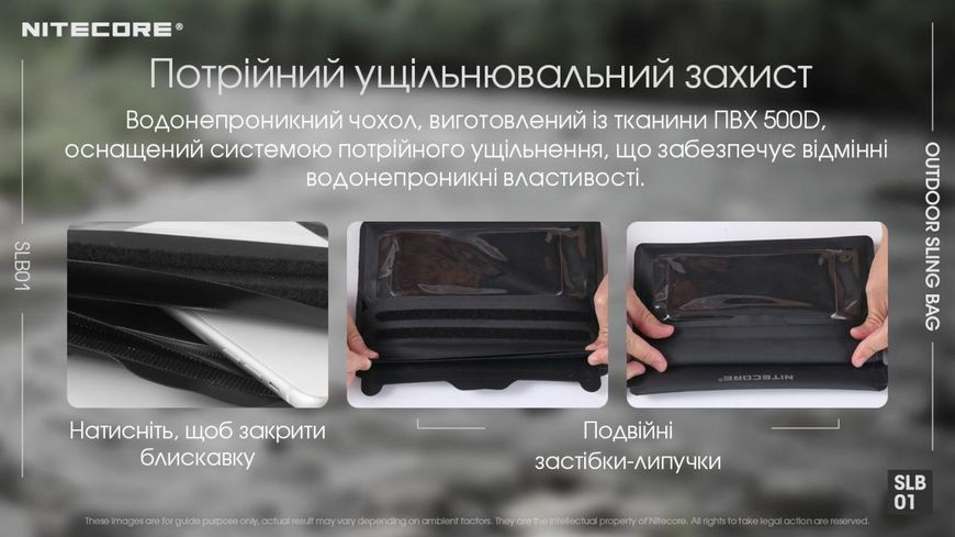 Сумка-слінг водонепроникна, гермочохол Nitecore SLB01 чорний 1л (ПВХ 500D)
