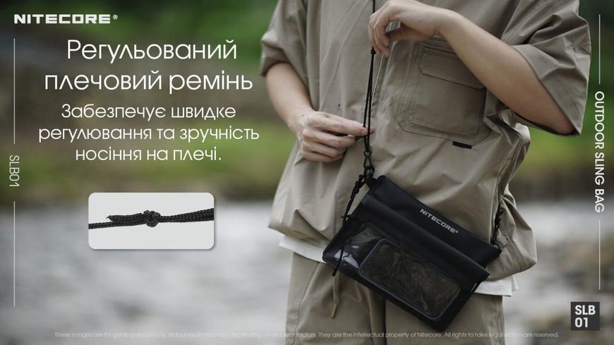 Сумка-слінг водонепроникна, гермочохол Nitecore SLB01 чорний 1л (ПВХ 500D)