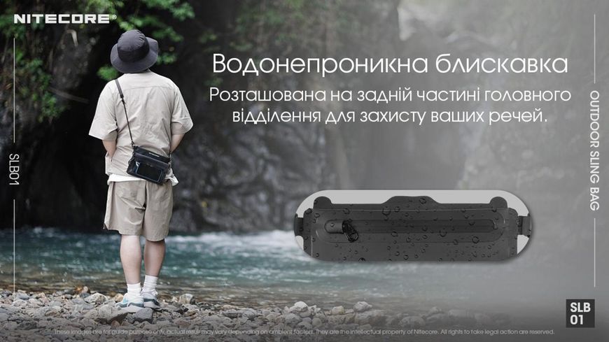 Сумка-слінг водонепроникна, гермочохол Nitecore SLB01 чорний 1л (ПВХ 500D)