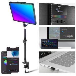 Різнокольорова світлодіодна панель NEEWER GL1C RGB 48Вт з APP керуванням та настільним кріпленням-затискачем 10102872 фото