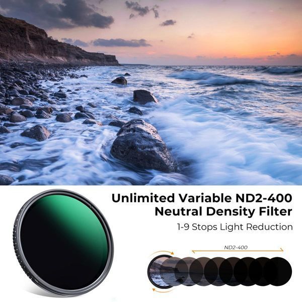 Світлофільтр K&F Concept Nano-D Series Variable ND2-400 зі змінною нейтральною щільністю 62мм (KF01.2359V1)
