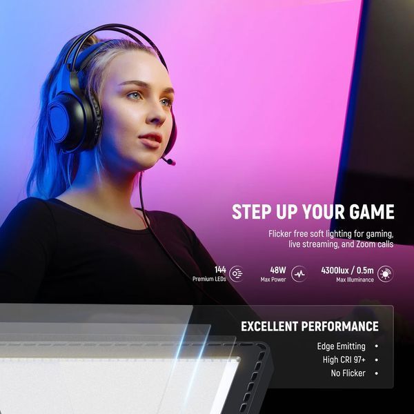 Різнокольорова світлодіодна панель NEEWER GL1C RGB 48Вт з APP керуванням та настільним кріпленням-затискачем 10102872 фото