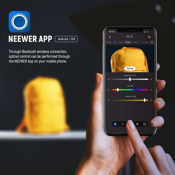 Різнокольорова світлодіодна панель NEEWER GL1C RGB 48Вт з APP керуванням та настільним кріпленням-затискачем 10102872 фото