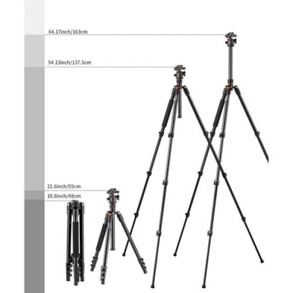 Професійний штатив для камери K&F Concept K234A1+BH-28 (висота 1,6м, вантажопідйомність 10кг) (KF09.080V1) KF09.080V1 фото