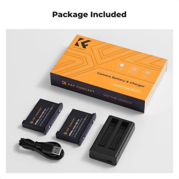 Комплект з двох акумуляторів K&F Concept X4 2350mAh та зарядного пристрою для Insta 360 X4 (KF28.0050) KF28.0050 фото