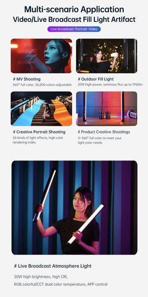 Ручна фотолампа Light Stick VILTROX K60 RGB 20W (2500-8500К)
