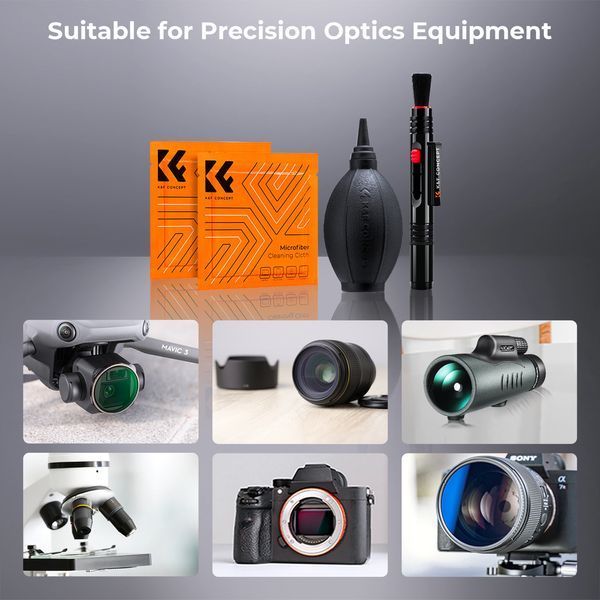 Набор для чистки линз, объективов фотоаппаратов K&F Concept (ручка, груша, очищающая жидкость, 6 салфеток) SKU.1618 фото
