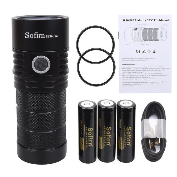 Надпотужний ручний перезаряджуваний ліхтар Sofirn SP36PRO (4* SST40 LED, 8000Люмен, 423м, USB Type-C, комплект з АКБ 3*18650) 040105 фото