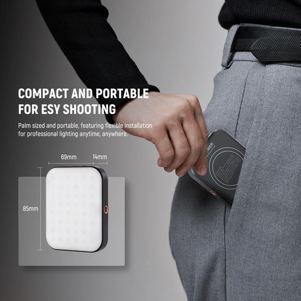 Аккумуляторный магнитный селфи-фонарик NEEWER BASICS BL48B для MagSafe (3000-6500К, 1000мАч, 2,5Вт) 10105257 фото