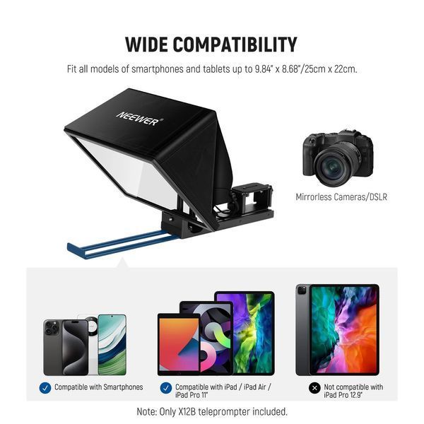 12-дюймовый дистанционный телесуфлер NEEWER BASICS X12B для смартфона и планшета шириной до 8,7" (22см) 10104982 фото