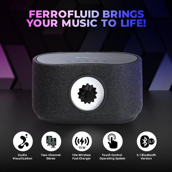 Bluetooth-колонка Sovenomund Ferrofluid із бездротовим зарядним пристроєм для смартфона 15 Вт Dark Grey