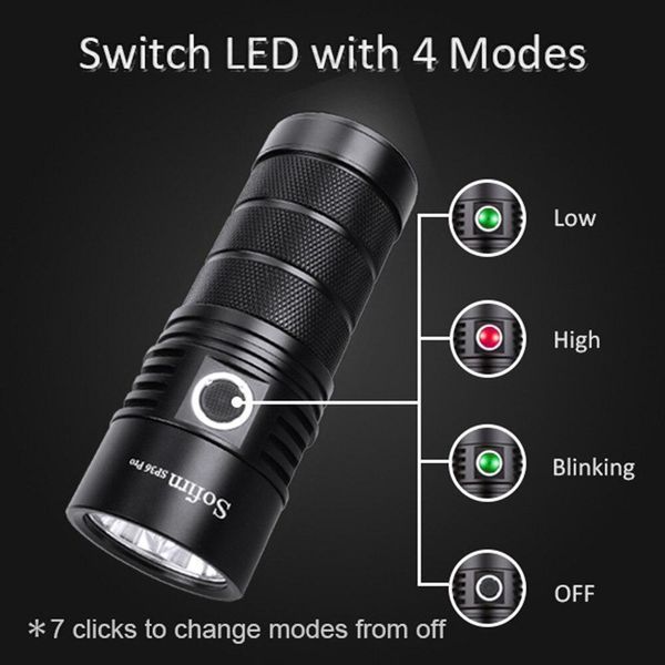 Надпотужний ручний перезаряджуваний ліхтар Sofirn SP36PRO (4* SST40 LED, 8000Люмен, 423м, USB Type-C, комплект з АКБ 3*18650) 040105 фото