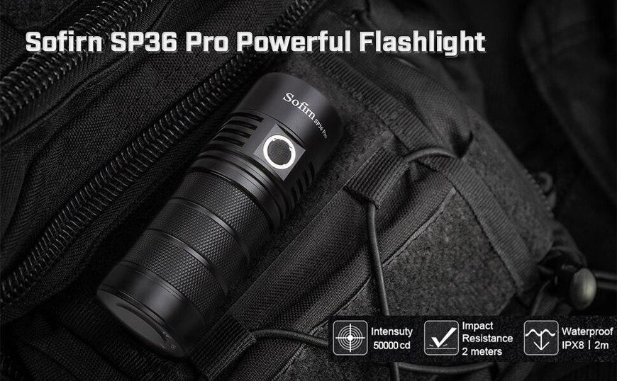 Надпотужний ручний перезаряджуваний ліхтар Sofirn SP36PRO (4* SST40 LED, 8000Люмен, 423м, USB Type-C, комплект з АКБ 3*18650) 040105 фото
