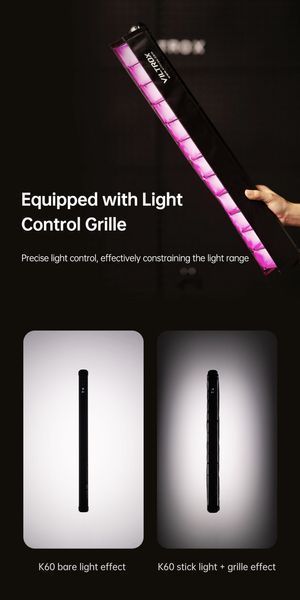 Ручна фотолампа Light Stick VILTROX K60 RGB 20W (2500-8500К) комплект з двох ламп та решіткою 060105 фото