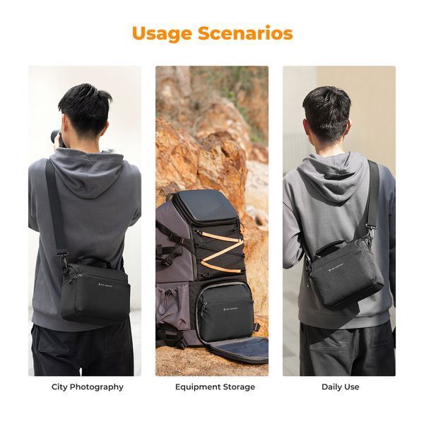 Сумка через плечо для фотоаппарата K&F Concept Camera Sling Bag 5L Urban Wander 05 (черный) (KF13.179) KF13.179V2 фото
