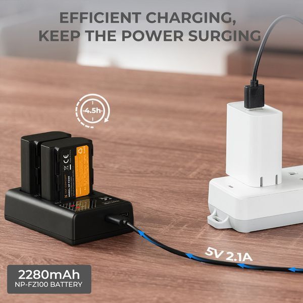 Акумуляторна батарея K&F Concept NP-FZ100 для Sony A7iii A7Riii A7RIV A9 A6600 A6700 2280mAh (KF28.0016V3) KF28.0016V3 фото