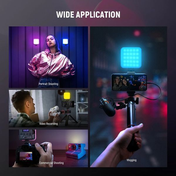 Відеосвітло накамерне світло з магнітом NEEWER RGB62 із APP керуванням, 2500-8500K CRI 97+, 2000 мАг 10102595 фото