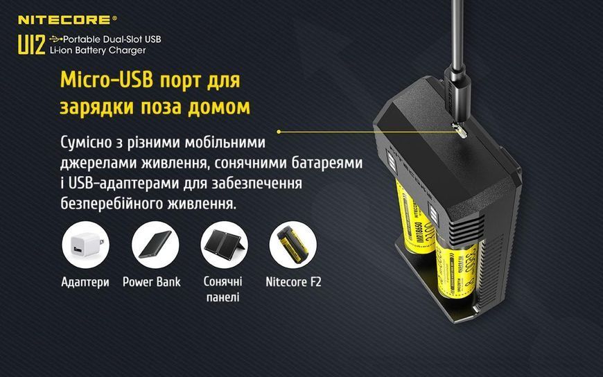 Зарядний пристрій для акумуляторних батарей Nitecore UI2 (2 канали)