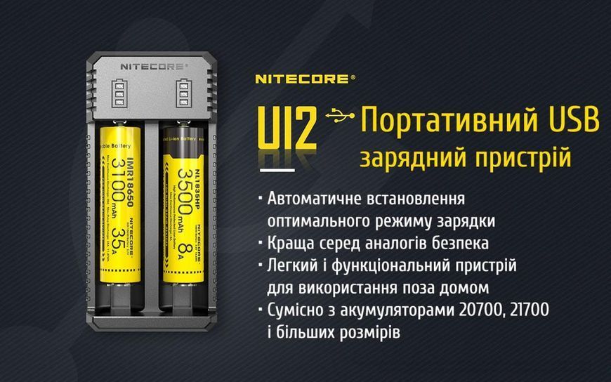 Зарядний пристрій для акумуляторних батарей Nitecore UI2 (2 канали)