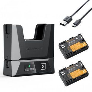 Комплект из двух аккумуляторов K&F Concept LP-E6NH 2600mAh и зарядного устройства 18Вт для Canon (KF28.0088) KF28.0088 фото
