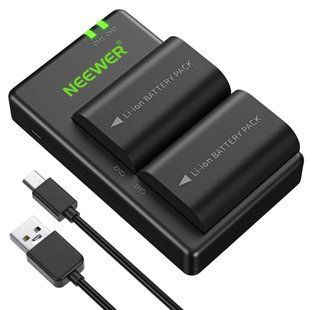 Комплект із двох акумуляторів Neewer LP-E6/E6N 2000 mAh із двоканальним зарядним пристроєм для Canon 10090503 фото