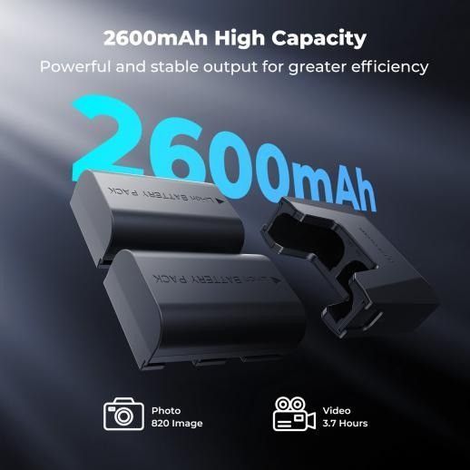 Комплект з двох акумуляторів K&F Concept LP-E6NH 2600mAh і зарядного пристрою 18Вт для Canon (KF28.0088) KF28.0088 фото