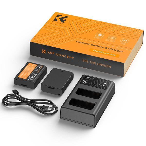 Комплект з двох акумуляторів K&F Concept LP-E10 1200mAh та зарядного пристрою для Canon (KF28.0028) KF28.0028 фото