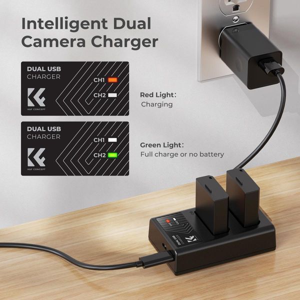 Комплект з двох акумуляторів K&F Concept LP-E10 1200mAh та зарядного пристрою для Canon (KF28.0028) KF28.0028 фото