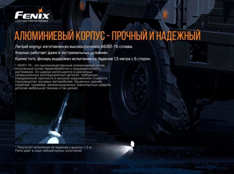 Мощный дальнобойный ручной фонарь Fenix HT18 (Cree XHP35 HI, 1500 люменов, 925м,1x21700, USB Type-С) 030103 фото