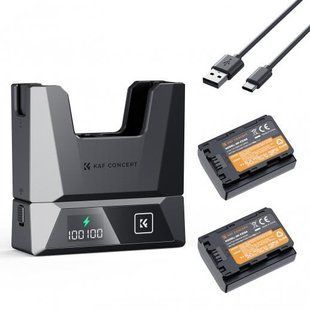 Комплект из двух аккумуляторов K&F Concept NP-FZ100 2600mAh и быстрого зарядного устройства 18Вт для камер Sony (KF28.0089) KF28.0089 фото