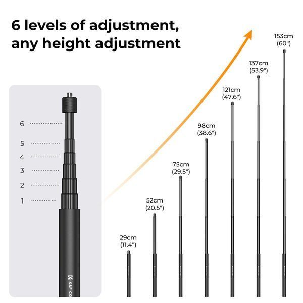 Розсувний штатив - селфі палиця K&F Concept MS07 для камери Insta360, GoPro, DJI Action з адаптером GoPro 153см (KF09.132) KF09.132 фото