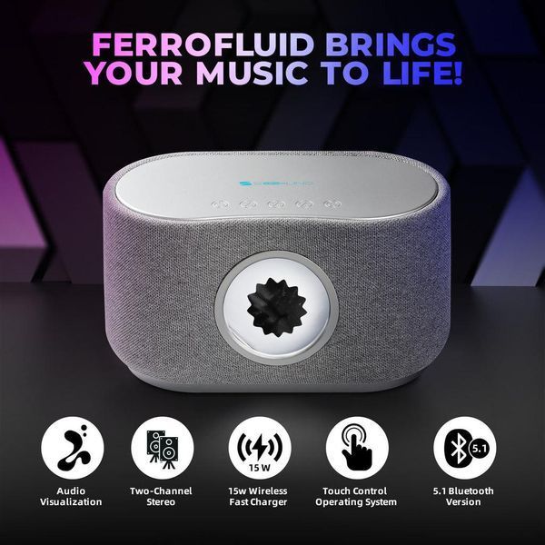 Bluetooth-колонка Sovenomund Ferrofluid із бездротовим зарядним пристроєм для смартфона 15 Вт Grey 100313 фото