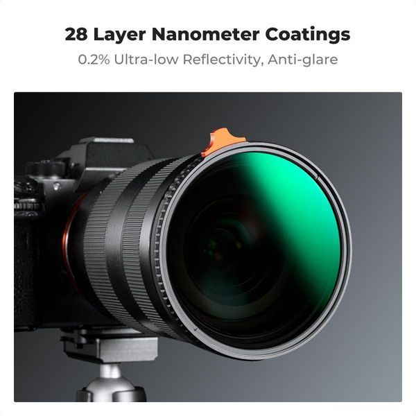 Світлофільтр K&F Concept Nano-X Series Variable ND2-400 зі змінною нейтральною щільністю 58мм (KF01.1461)