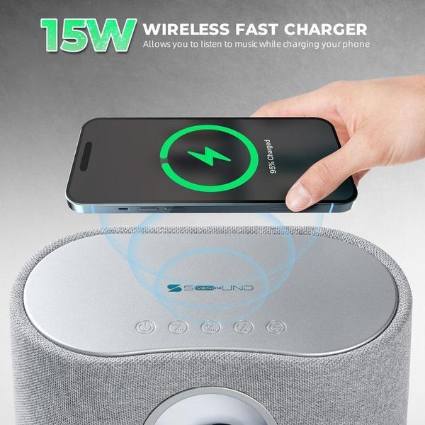 Bluetooth-колонка Sovenomund Ferrofluid із бездротовим зарядним пристроєм для смартфона 15 Вт Grey 100313 фото