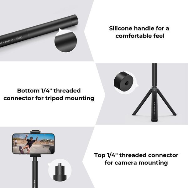 Розсувний штатив - селфі палиця K&F Concept MS07 для камери Insta360, GoPro, DJI Action з адаптером GoPro 153см (KF09.132) KF09.132 фото