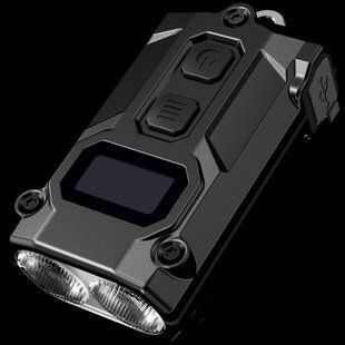 Наключний ліхтар із LED-дисплеєм Nitecore TINI 3 (USB-C, 600Лм, 90м, 330мАг, 3000, 4500, 6500К), чорний 010311.4 фото