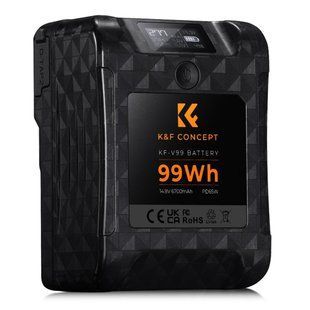 Аккумуляторная V-Mount батарея K&F Concept KF-V99 6700mAh с цифровым экраном, PD 65 Вт USB-C, USB-A, BP/D-TAP, DC 12V (KF28.0024) KF28.0024 фото