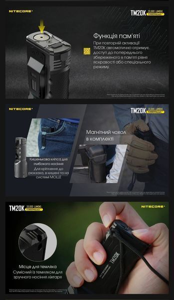 Мощный дальнобойный тактический фонарь Nitecore TM20K (USB Type-C, 20000Люмен, 19*CREE XP-L2 HD) 010322 фото