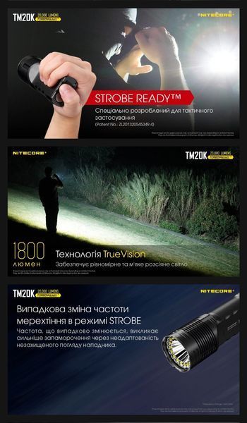 Мощный дальнобойный тактический фонарь Nitecore TM20K (USB Type-C, 20000Люмен, 19*CREE XP-L2 HD) 010322 фото